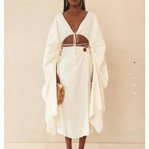 Cult Gaia Nell Ruched Cotton Blend Midi Skirt New NWT​​ - Picture 5 of 9